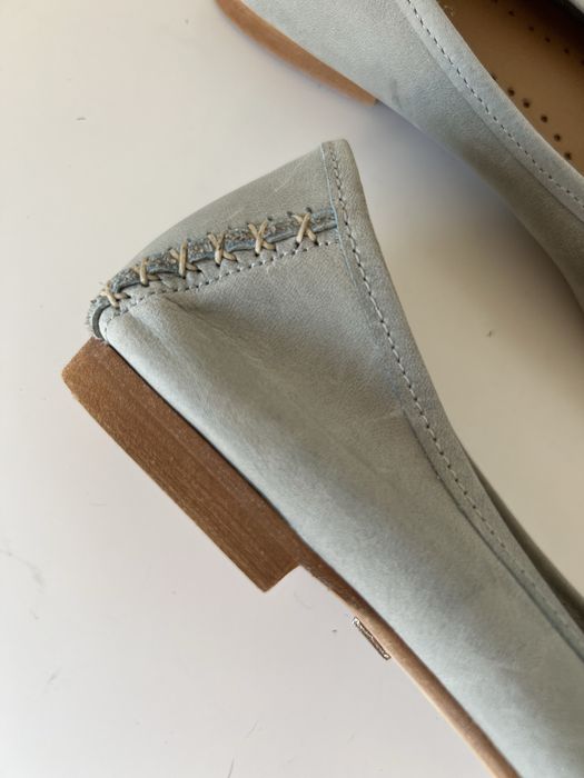 Skórzane baleriny Maciejka miętowe nowe