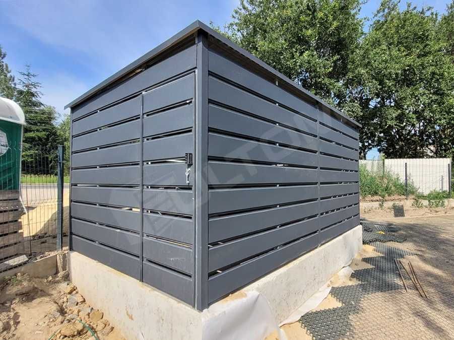 Wiata śmietnikowa blaszana panele ażurowe premium 3x1,5