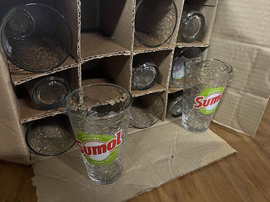 Copos vidro martelado SUMOL conjunto de 12 unidades