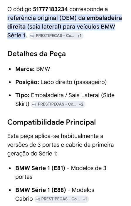 Embaladeira BMW e81 e88 original serie 1