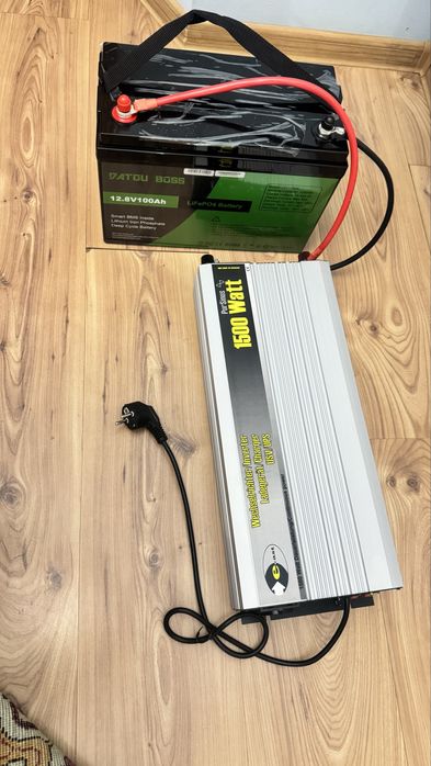 Комплект ІНВЕРТОР (УПС)  ‼️1500-3000w  + Батарея lifepo4 100ah 12v