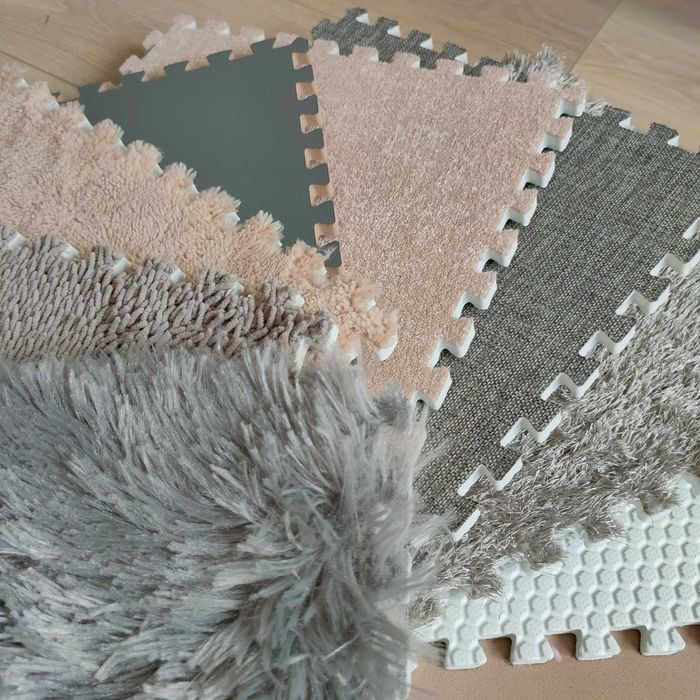Mata sensoryczna, puzzle dywanowe SENSORY szaro-beżowy LISKISKI