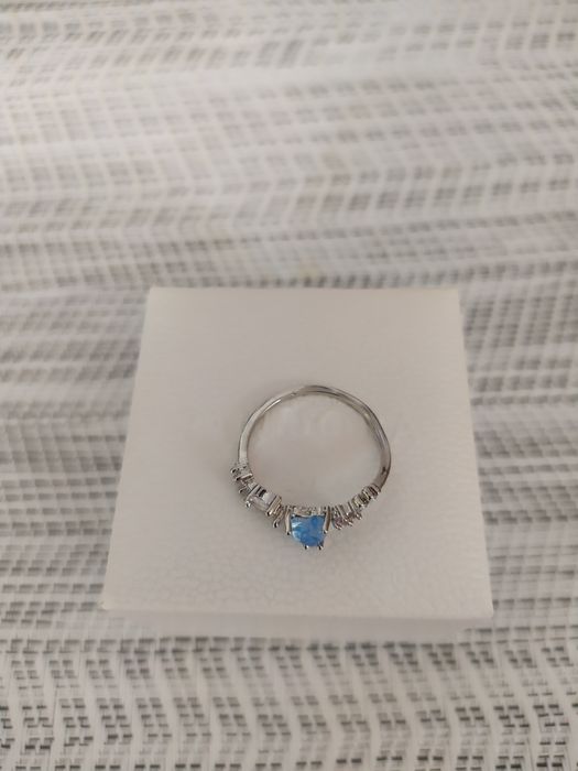 Pierścionek niebieski pleciony kwiaty delikatny NOWY regulowany