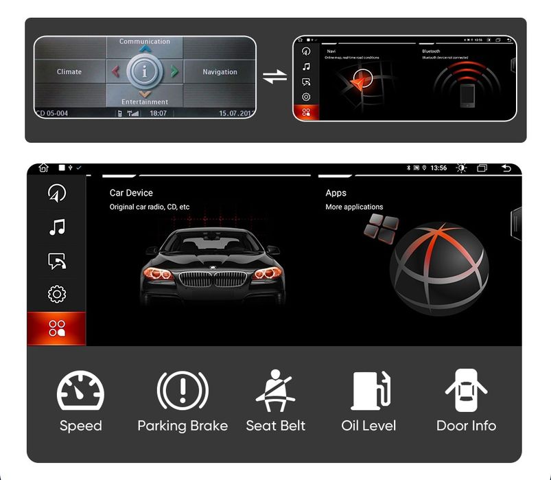 Rádio android 10,25" BMW série 5 F10/11 CARPLAY WIFI 4G 6/128GB 8-CORE