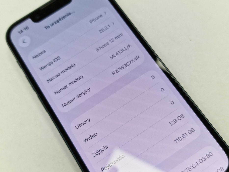 Iphone 13 Mini 128GB/ Midnight/ BAT 88%/ Grade B + ładowarka