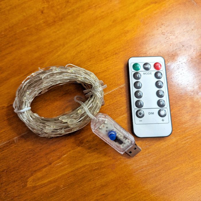 Нова гірлянда світлодіодна нитка "роса" usb 
з пультом, 200 ламп, 20 м