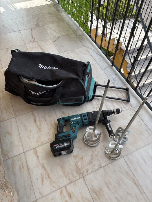 Makita HR007G XGT 40V + Bateria 5.0Ah + Adaptador SDS + 3 Misturadores | Kit Profissional | Excelente Estado SEM FIO