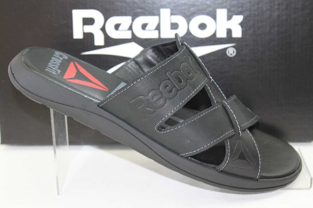 Reebok — кожаные сабо шлёпанцы шлепки ляпанці шльопанки (R-33оливка)