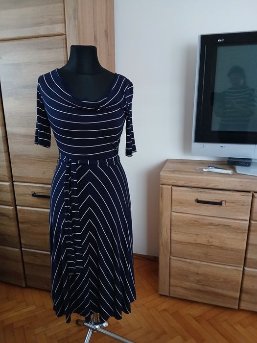 Granatowa sukienka w paski  Monsoon  36