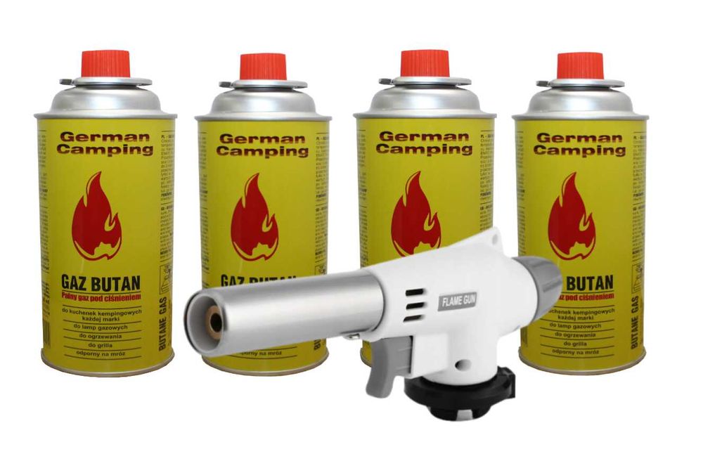 Palnik gazowy opalarka gazowa + 4x gaz 400ml turystyczny w