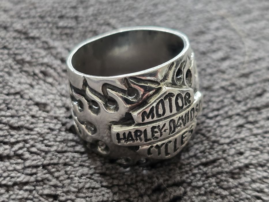Sygnet srebrny Harley Davidson ręczne dzieło unikatowy