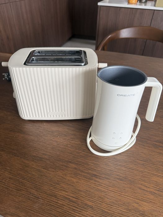 Toster i spieniacz do mleka create beżowy