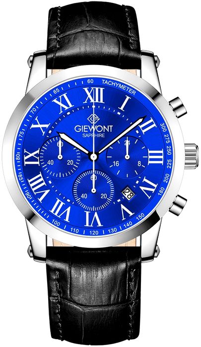 zegarek męski giewont chronograph sapphire srebrno niebieski gw6260-a4