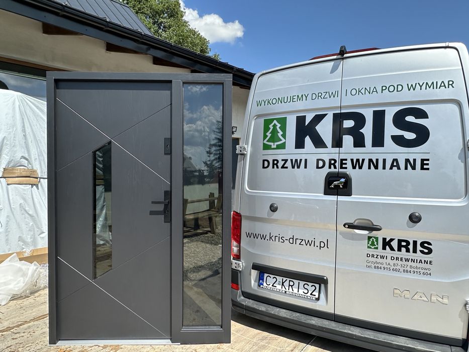 Drzwi zewnętrzne drewniane z Doświetlem RAL U-0.80 Montaż