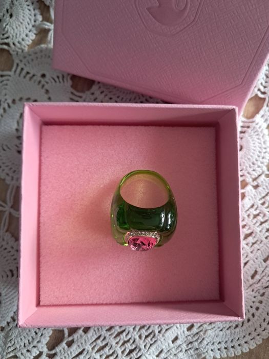 Pierścionek Swarovski Dulcis rozmiar 19 zielony różowy kryształ nowy