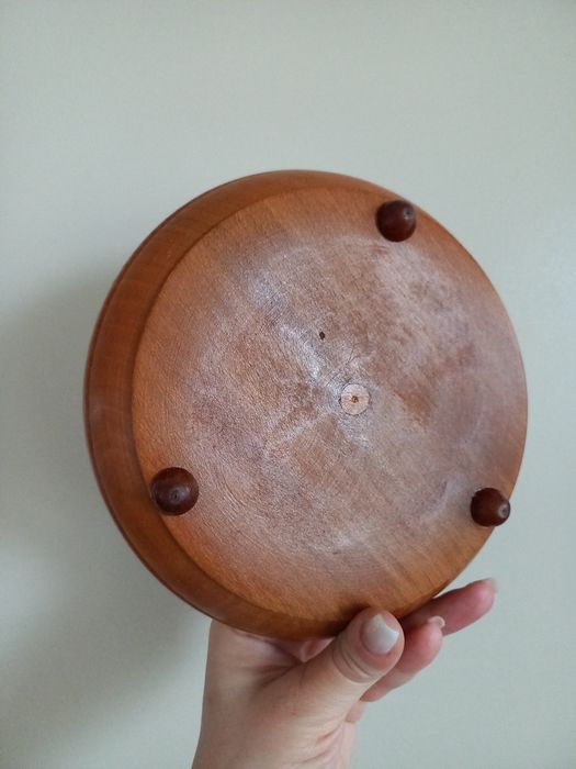 Drewniany talerz na przekąski półmisek deska serów rzeźbiony vintage