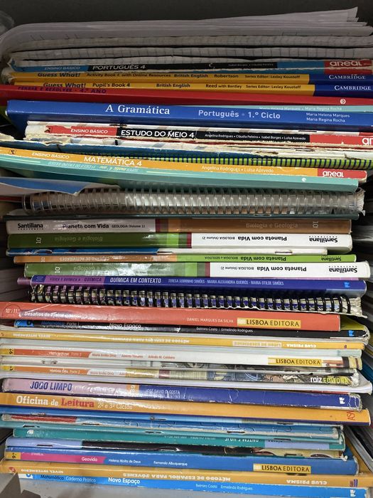 Livros escolares com 4 a 12 anos …