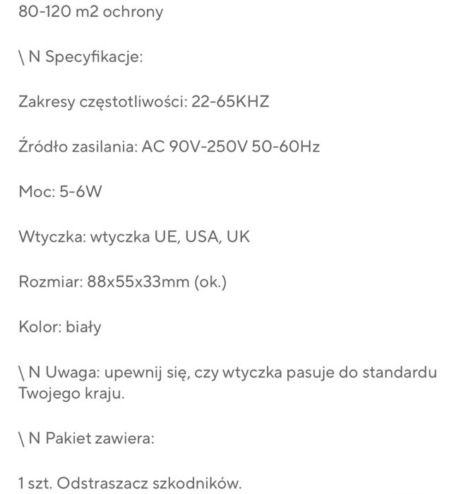 Odstraszacz na myszy szczury komary