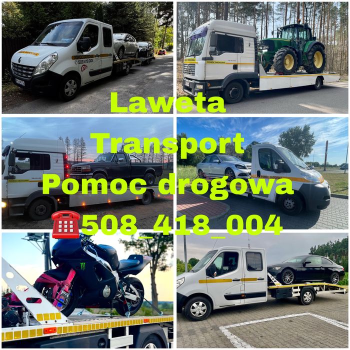 Laweta Transport Pomoc Drogowa Auta Motocykl Maszyn Rolnicze Budowlane