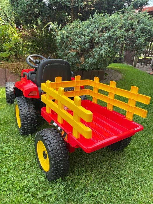 NOWY Traktor na akumulator z Przyczepką Pilot 12V czerwony