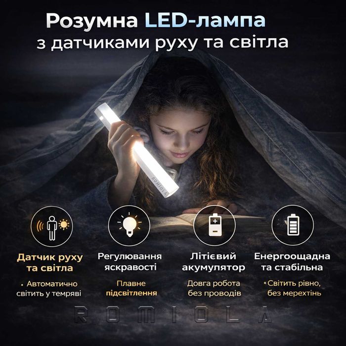 Акумуляторна Led лампа⤵️ з датчиком руху/Світлодіодний нічник USB/Дроп