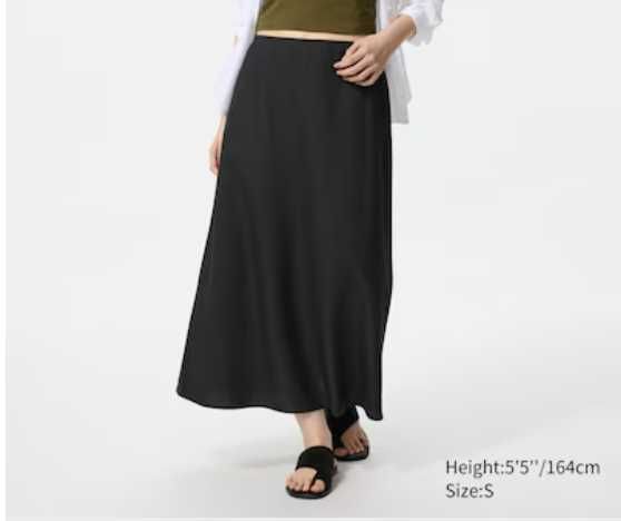 Чорна спідниця. UNIQLO Суміш льону, віскози і поліестеру