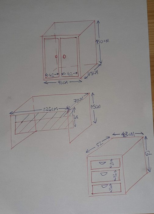Conjunto Mesa, Armario, Modulo Gavetas [escritorio]
