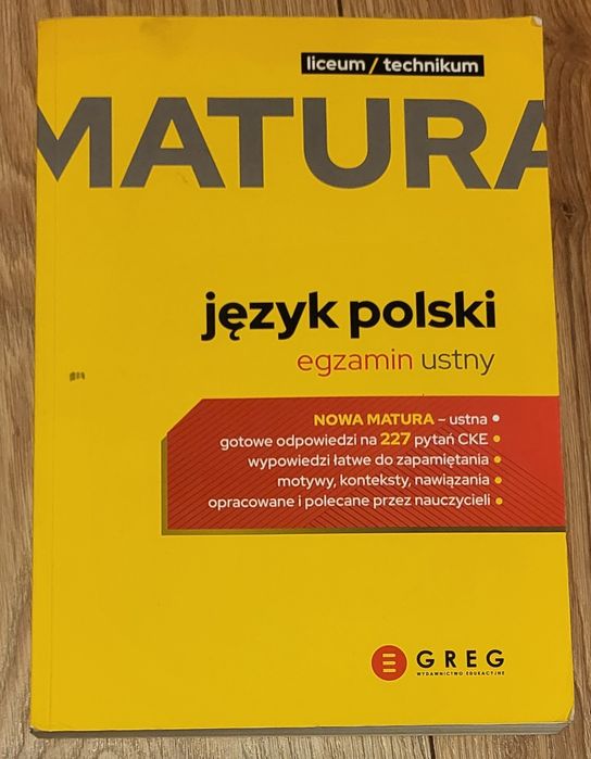 Matura język polski egzamin ustny. Wydawnictwo GREG