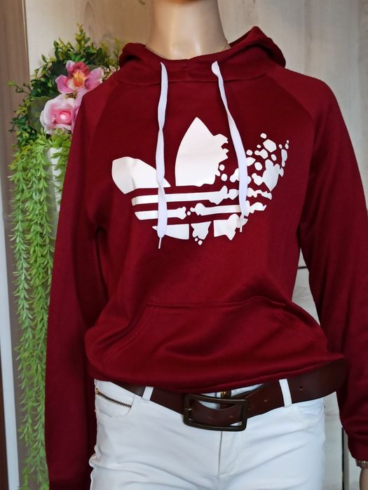 Sg Bordowa bluza z kapturem 36 , S bluza damska 36 , S