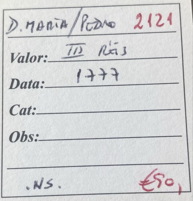 Moeda (2121) D. Maria/Pedro - III Reis 1777