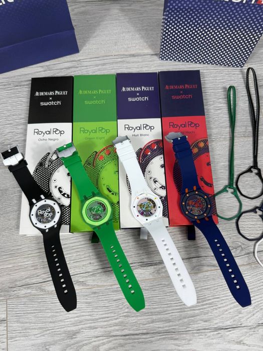 Годинник Royal Pop AP x Swatch | Стильний кварцовий годинник | Повний комплект | Новий | Годинник Рояль Поп