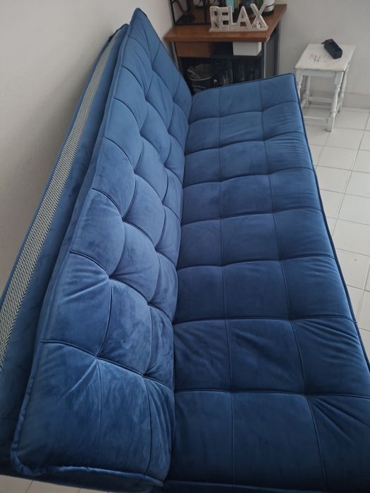 Sofa cama  azul como novo