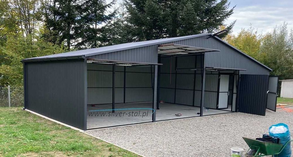 Garaż blaszany 12x6m 11x6 Silver-stal Garaże RAL 7016