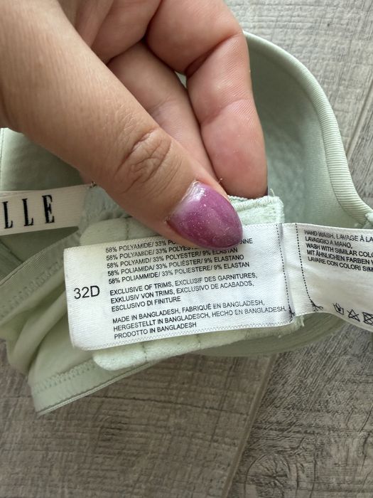 32 D бюстгалтер женский. Лифчик зеленый ELLE.