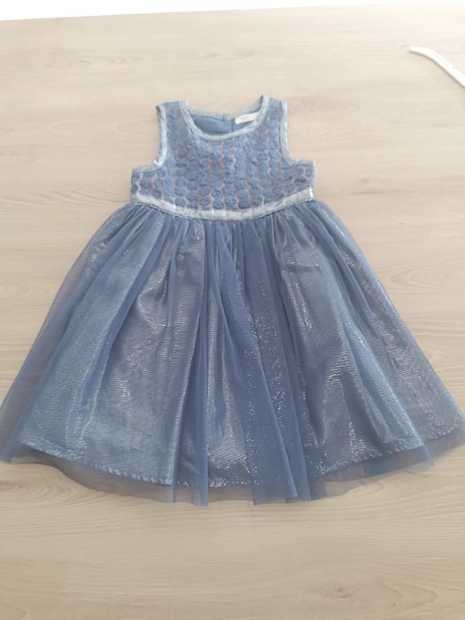 Tiulowa sukienka 98 stalowo niebieska