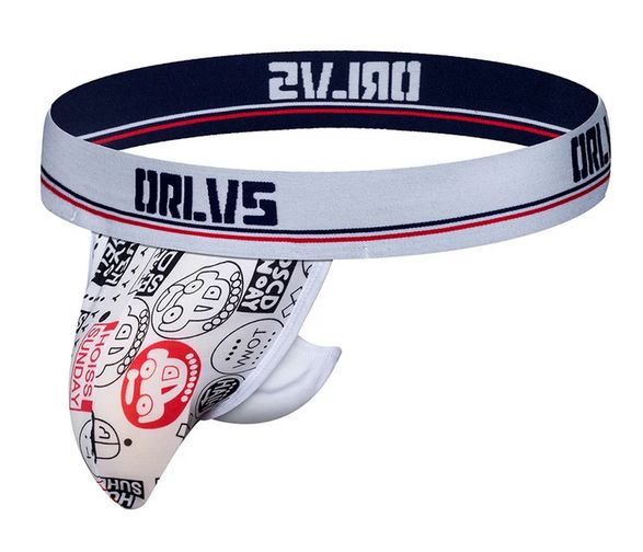 Stringi Męskie z Kieszonką ze Wzorem ORLVS Super Fit - XXL
