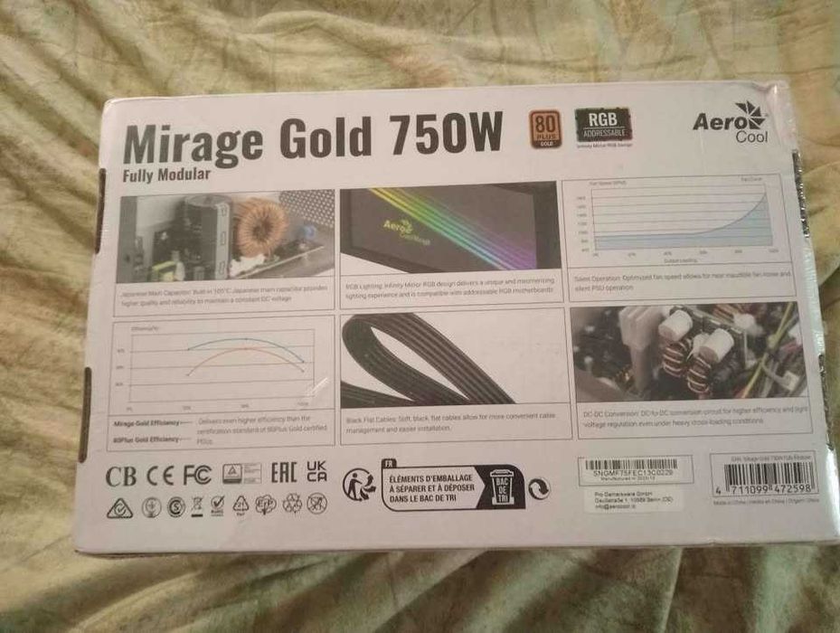 Fonte alimentação aerocool miragem gold 750w  Modular