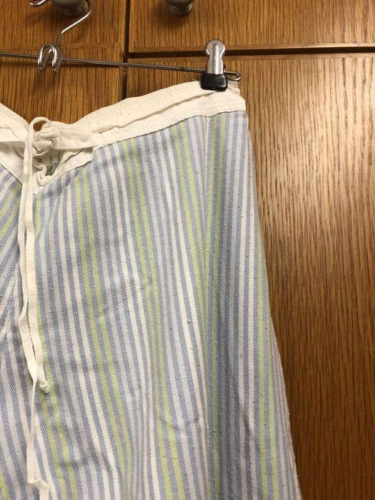 Calças riscas algodão