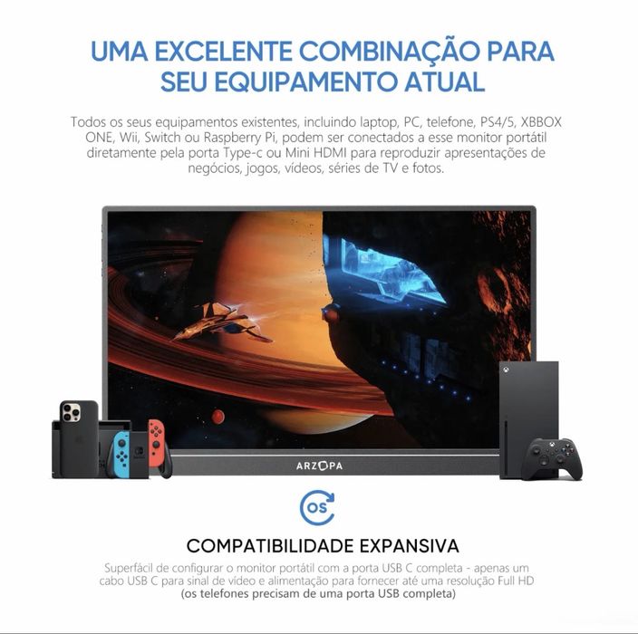 Monitor Portátil Ultrafino - 1080P FHD