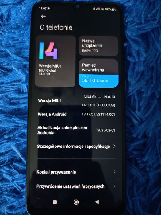 Xiaomi Redmi 10C NFC | 128 GB | Niebieski | Stan bdb + etui i szkło hartowane!