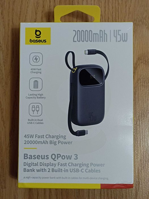 Павербанк Baseus EnerFill FC31 Qpow 3 20000mAh 45W +два кабелі Type-C