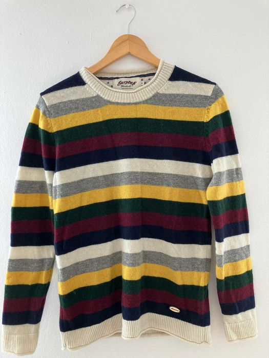 Vintage sweter w paski Surplus S 70% wełna
