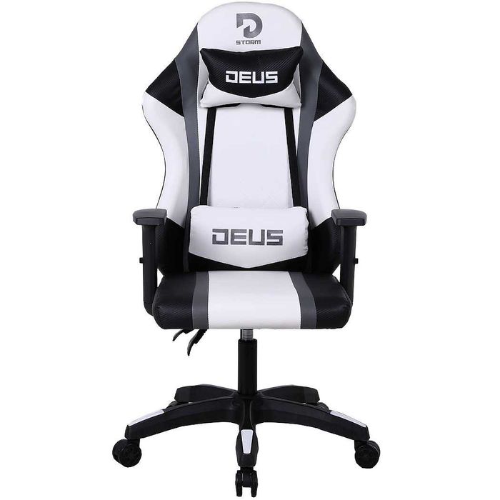 Fotel Gamingowy DEUS Storm White – Pełna Regulacja, Maksymalny Komfort