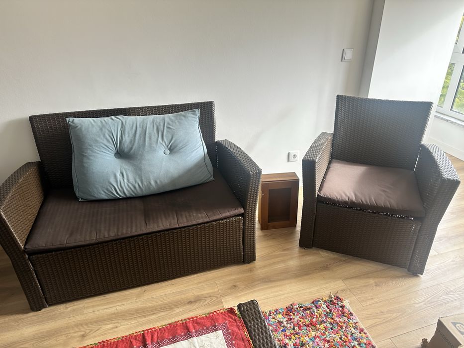 Sofá e poltrona de jardim/exterior