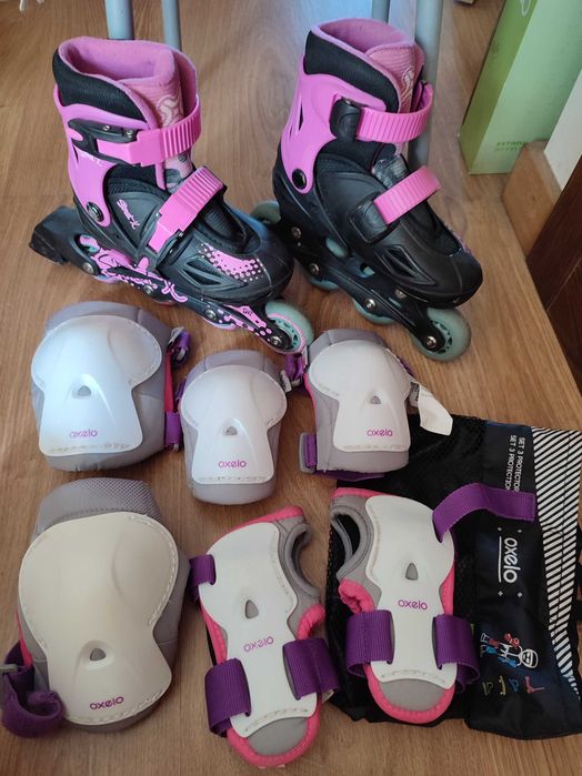 Patins em linha com proteções