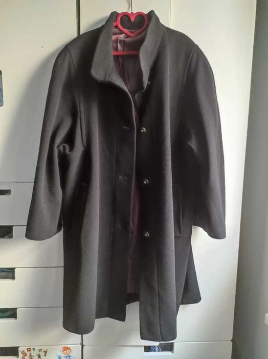 Duży wełniany Płaszcz 100% wełna  roz 46/44 oversize
