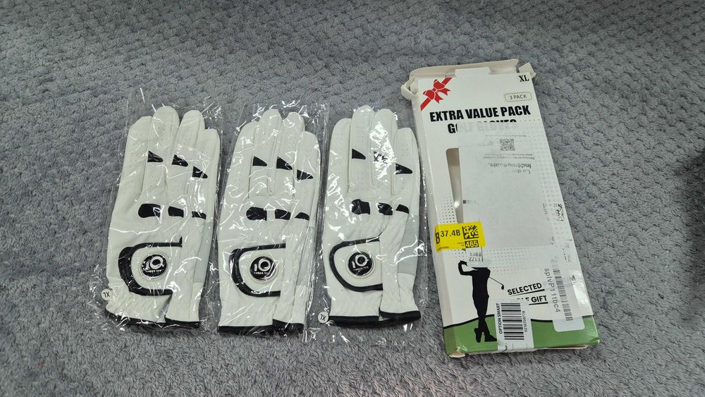 Rękawiczki golfowe FINGER TEN męskie skórzane prawa ręka XL 3 szt
