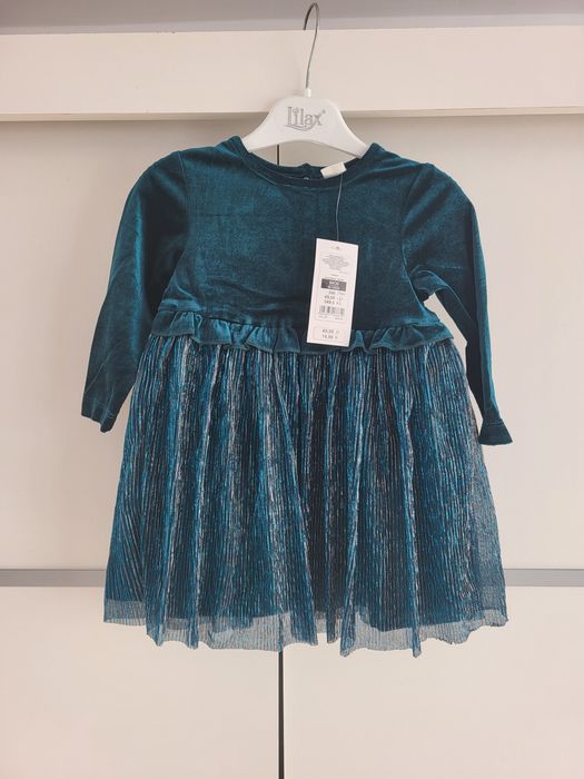 Nowa elegancka sukienka 80 Cool Club Smyk świąteczna zielona