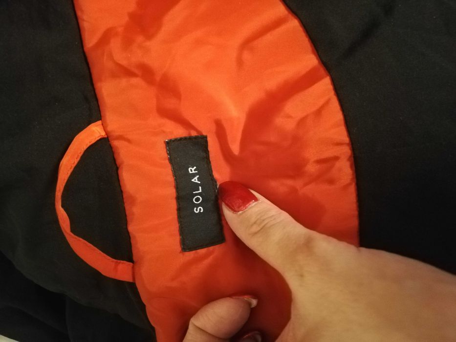 czerwony płaszcz puchowy Solar L XL długa kurtka puchowa oversize