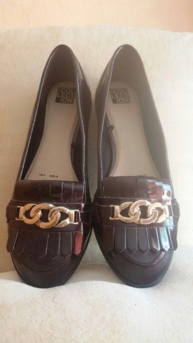 Лаковые кожаные туфли коричнево - бордового цвета. 39 р-р. 25 см